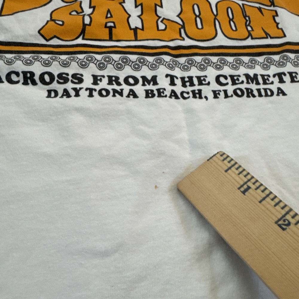 Vintage Boot Hill Saloon Shirt Mens Lg White‎ 90s Biker Motorcycle Daytona Beach - Picture 3 of 8